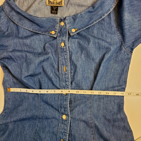 Express vintage long sleeve denim shirt sz 9 - Picture 6 of 9